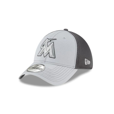 Miami Marlins Gorra | New Era MLB Grayed Out Neo 39thirty Stretch Fit Cap Mexico - Grises